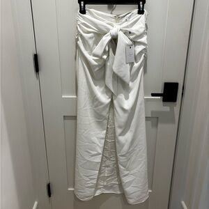 L’Academie white maxi skirt with front slit